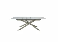 Tafel Gantia 180/240x90x76cm - keramiek & glas - wit goud zwart