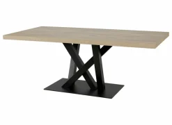 Tafel Sacha 200x100cm - melamine & metaal - canyon oak & zwart