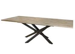 Tafel Stefan Tim 190-240x100cm - melamine & metaal - canyon oak & zwart