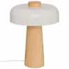 Tafellamp Champignon Pola H35cm E27 - hevea & staal - wit & naturel