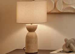 Tafellamp Erin H47,5cm E27 - travertijn - beige