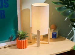 Tafellamp Rafa Ø18xH37cm - hevea & PVC - beige & naturel