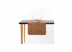 Tafelloper Truman 45x145cm - lederlook - walnoot