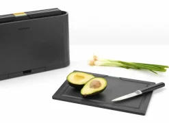 Brabantia Tasty+ Snijplanken set plus houder, 4-delig 36x21,80cm - kunststof - dark grey