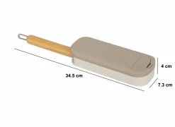 Textielborstel 7,3x4x34,5cm - bamboe & kunststof - grijs