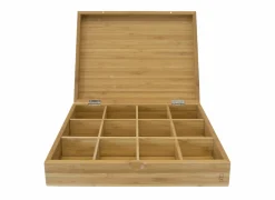 Theedoos 28x23x6,8cm - bamboe - naturel