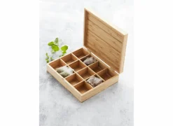 Theedoos 28x23x6,8cm - bamboe - naturel