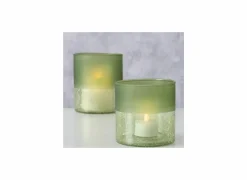 Theelichthouder Meredith set van 2 - glas - groen