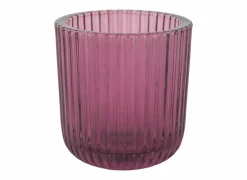 Cosy & Trendy Theelichthouder Ribs Ø9x9cm - glas - paars