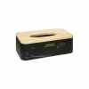 Tissuebox Lea 25x13,3x8,6cm - polystone & rubberhout - zwart