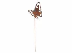 Tuinsteker Vlinder H38cm - metaal - roest