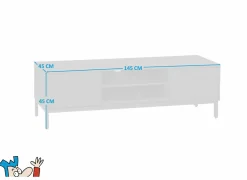 Tv-meubel Aquilano 145cm - acacia massief & decor - zwart