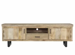 Tv-meubel Boqueria 180cm - mango massief & metaal - naturel