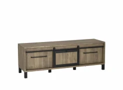 Tv-meubel 179cm - decor - old teak & matt black
