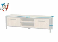 Tv-meubel 183cm - decor - oranje teakhout & mat zwart