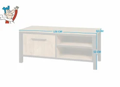 Tv-meubel 126cm - decor - oranje teakhout & mat zwart