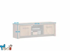 Tv-meubel Ensor 150cm - decor - acacia & black concrete