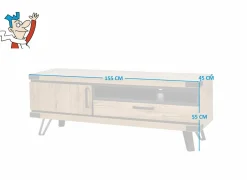 Tv-meubel Neto 155cm - decor - scarlet eik