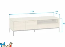 Tv-meubel Nomade 150cm - eik massief & fineer & decor - naturel