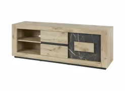 Tv-meubel Sacha 170cm - melamine - canyon oak & marble