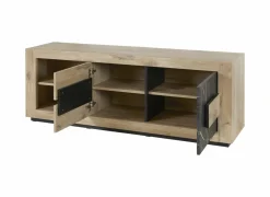 Tv-meubel Sacha 170cm - melamine - canyon oak & marble