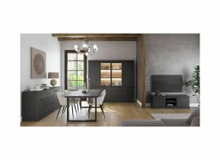 Tv-meubel Valencia 155cm - melamine - zwarte eik