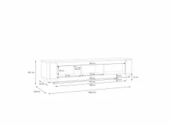 Tv-meubel Vodol 205cm - decor - zand & zwart