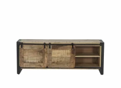 Tv-meubel Woodstock 160cm - mango massief & metaal - naturel & zwart