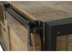 Tv-meubel Woodstock 160cm - mango massief & metaal - naturel & zwart