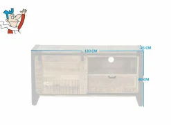 Tv-meubel Woodstock 120x45cm - mango massief & metaal - naturel & zwart