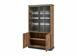 Vitrinekast 120cm - decor - bruin & zwart