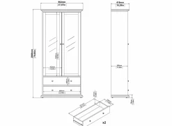 Vitrinekast Paris 96cm - decor - wit