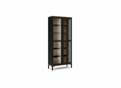 Vitrinekast Roomers 89cm - decor - zwart & walnoot