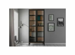 Vitrinekast Roomers 89cm - decor - zwart & walnoot