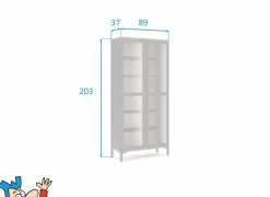 Vitrinekast Roomers 89cm - decor - zwart & walnoot