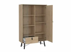 Vitrinekast Ry 102cm - decor - bruin & zwart