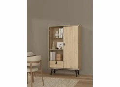 Vitrinekast Ry 102cm - decor - bruin & zwart