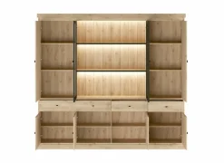 Vitrinekast Valencia 240cm - melamine - lichte eik