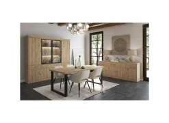 Vitrinekast Valencia 240cm - melamine - lichte eik