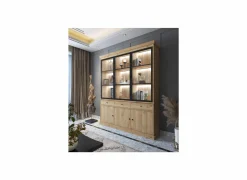 Vitrinekast Valencia 182cm - melamine - lichte eik