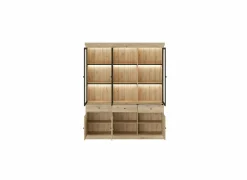 Vitrinekast Valencia 182cm - melamine - lichte eik