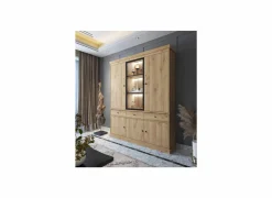 Vitrinekast Valencia 182cm - melamine - lichte eik