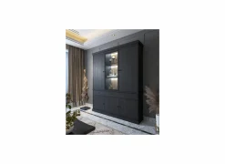 Vitrinekast Valencia 182cm - melamine - zwarte eik