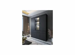 Vitrinekast Valencia 182cm - melamine - zwarte eik