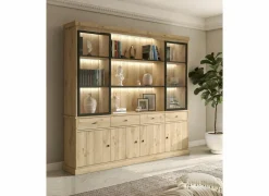 Vitrinekast Valencia 240cm - melamine - lichte eik