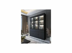 Vitrinekast Valencia 182cm - melamine - zwarte eik