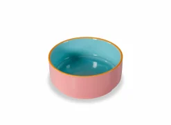 Voerbak Ø16cm - stoneware - blauw & roze