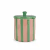 Voorraadpot 0,85cm - stoneware - groen & roze