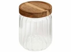 Voorraadpot Harmony 0,5L - glas - transparant & acacia