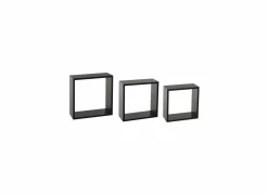 Wandrek Cube 30x12x30cm - decor - zwart - set van 3